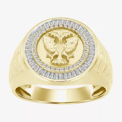 "Double Headed Eagle" Mens 1/2 CT. T.W. Natural White Diamond 10K Gold Fashion Ring