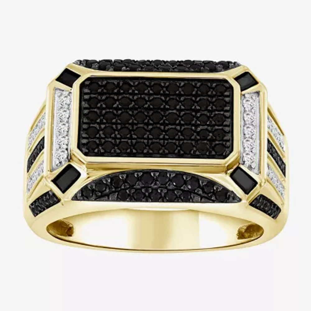 Mens 1 CT. T.W. Natural Black Diamond 10K Gold Fashion Ring