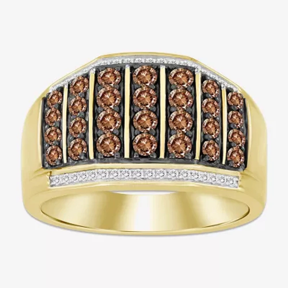 Mens 1 CT. T.W. Natural Champagne Diamond 10K Gold Fashion Ring