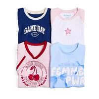 Thereabouts Little & Big Girls V Neck Short Sleeve Graphic T-Shirt