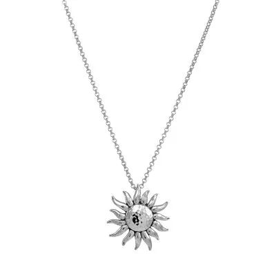 Forever Inspired Womens Sterling Silver Sun Pendant Necklace