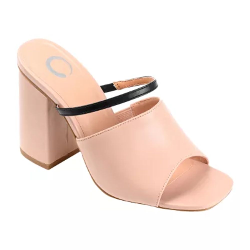 Journee Collection Womens Heiddy Open Toe Block Heel Pumps