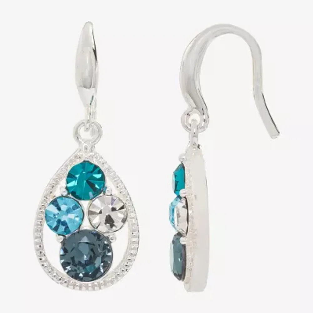 Sparkle Allure Crystal Pure Silver Over Brass Drop Earrings