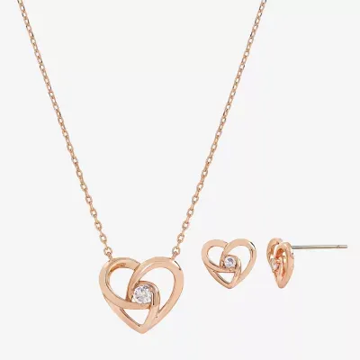 Sparkle Allure 2-pc. Cubic Zirconia 18K Rose Gold Over Brass Heart Knot Jewelry Set