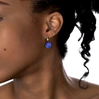 Silver Treasures Womens Blue Turquoise 14K Gold Over 21mm Round Hoop Earrings