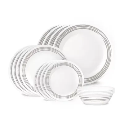Corelle Brushed Silver 16-pc. Glass Dinnerware Set