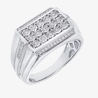 Mens 1/ CT. T.W. Natural Diamond Sterling Silver Fashion Ring