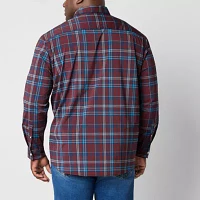 St. John's Bay Performance Big and Tall Mens Classic Fit Long Sleeve Plaid Button-Down Shirt