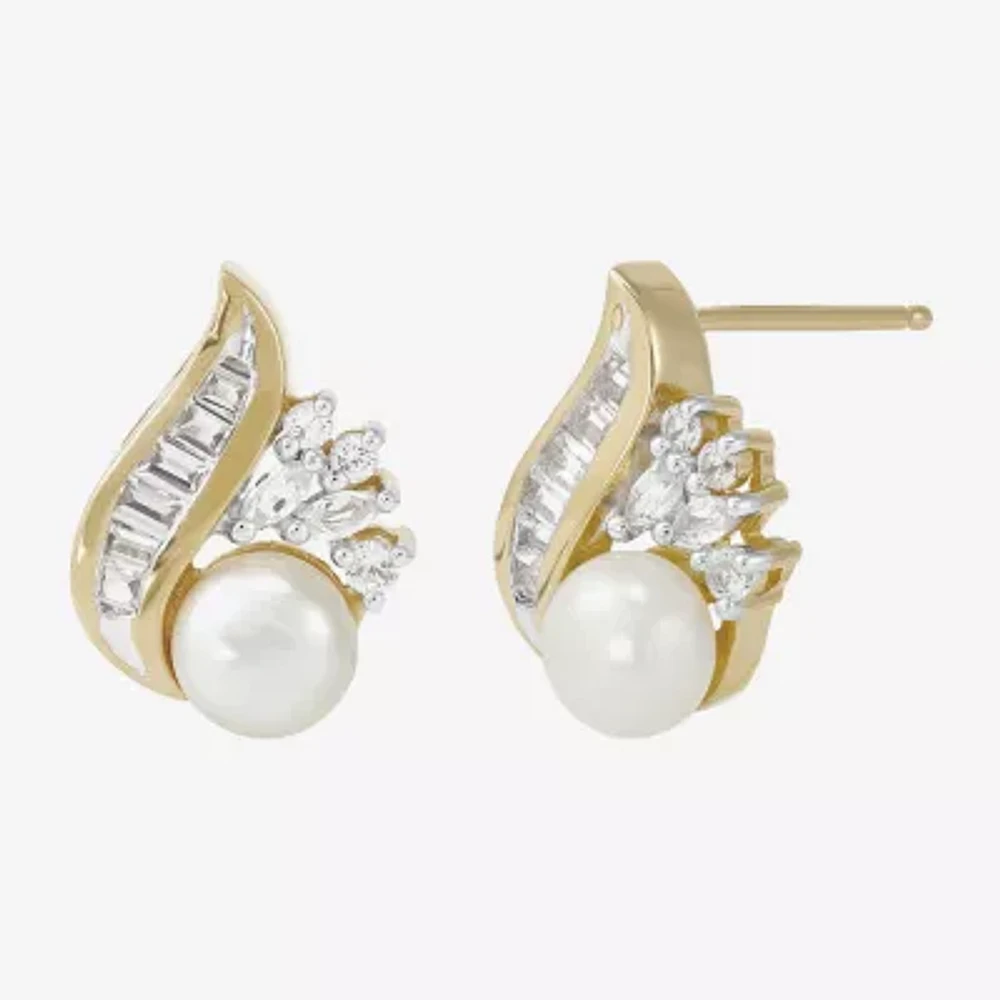 Cultured Freshwater Pearl Earrings 14K Over Sterling