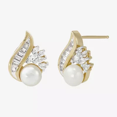 Cultured Freshwater Pearl Earrings 14K Over Sterling