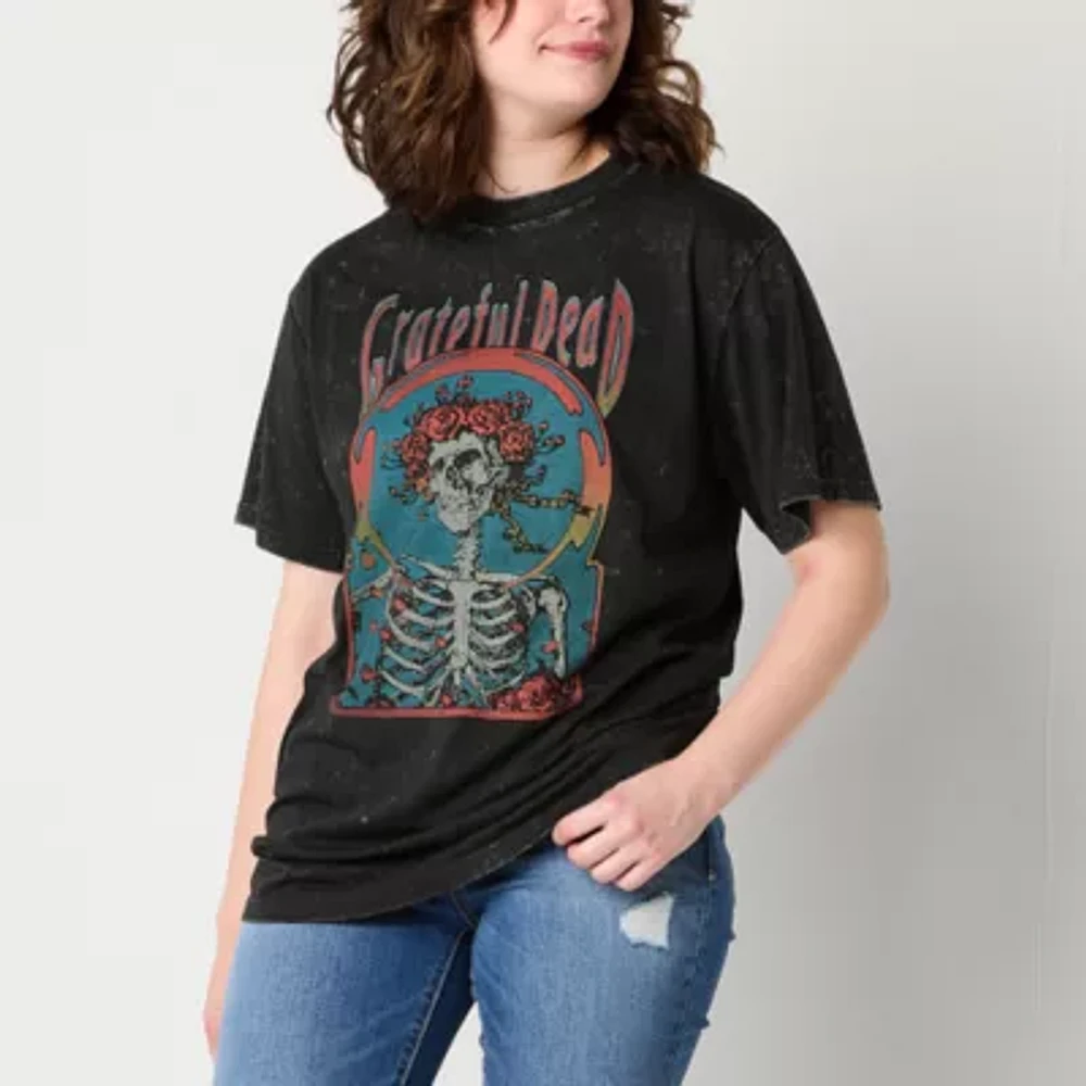 Juniors Grateful Dead Oversized Tee Womens Crew Neck Short Sleeve Graphic T-Shirt