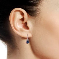 Sterling Silver Lab-Created Blue Sapphire Drop Earrings