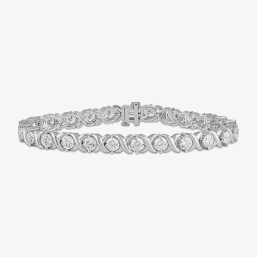 (H / I1) 10 C.T. T.W Lab Grown White Diamond 10K Gold Tennis Bracelet