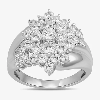 Womens 2 CT. Lab Grown White Diamond 10K or Yellow Gold Flower Cluster Cocktail Ring