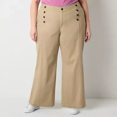 St. John's Bay-Plus Mariner Wide Leg Regular Fit Trouser