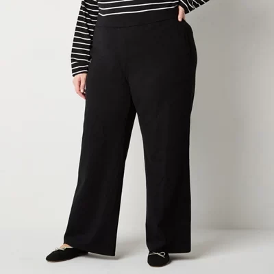 St. John's Bay-Plus Womens Wide Leg Pull-On Pants