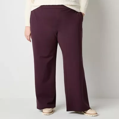 St. John's Bay-Plus Womens Wide Leg Pull-On Pants