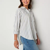 a.n.a Womens Long Sleeve Oversized Button-Down Shirt