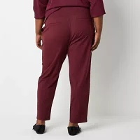 Stylus-Plus Womens High Rise Tapered Pull-On Pants