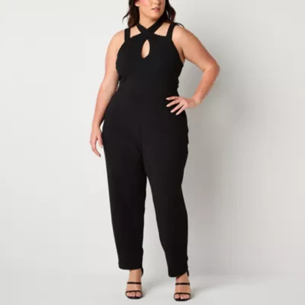 Bold Elements Cutout Womens Sleeveless Jumpsuit-Plus