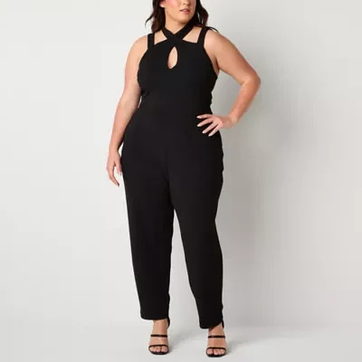 Bold Elements Cutout Womens Sleeveless Jumpsuit-Plus