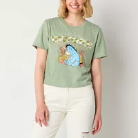 Graphic Womens Crew Neck Short Sleeve Eeyore Crop Top Juniors