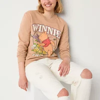 Juniors Winnie The Pooh Womens Crew Neck Long Sleeve Sweatshirt