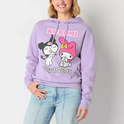 Juniors Kuromi And My Melody Oversized Womens Long Sleeve Hello Kitty Hoodie