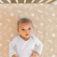 The Peanutshell Caramel Safari Organic Cotton Jersey 4-pc. Crib Sheet