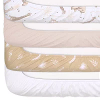 The Peanutshell Caramel Safari Organic Cotton Jersey 4-pc. Crib Sheet