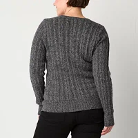 St. John's Bay Womens Crew Neck Adaptive Long Sleeve Hidden Access Opening Pullover Sweater