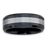 Mens 8mm Tungsten Carbide & Ceramic Wedding Band