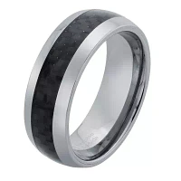 Mens 8mm Tungsten Carbide & Carbon Fiber Wedding Band