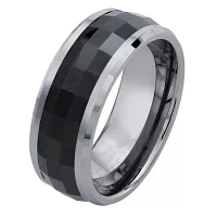 Mens 8mm Tungsten Carbide & Ceramic Wedding Band