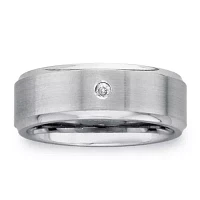 Mens 8mm Diamond-Accent Cobalt Wedding Band