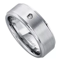 Mens 8mm Diamond-Accent Cobalt Wedding Band