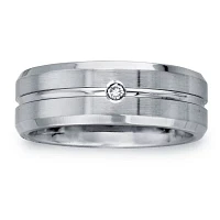 Mens 8mm Diamond-Accent Cobalt Wedding Band