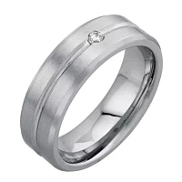 Mens 8mm Diamond-Accent Cobalt Wedding Band