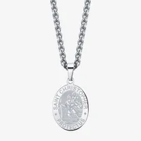 J.P. Army Men's Jewelry Saint Christopher Stainless Steel 24 Inch Cable Pendant Necklace