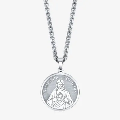 J.P. Army Men's Jewelry Sacred Heart Of Jesus Stainless Steel 24 Inch Cable Pendant Necklace