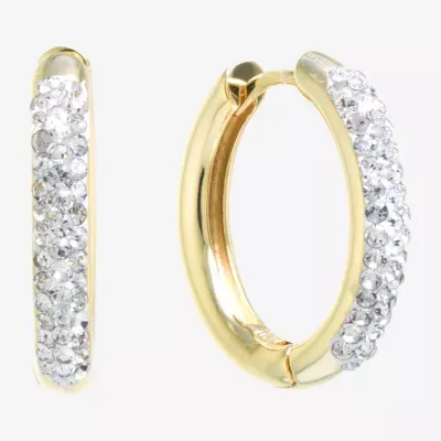 Sparkle Allure Crystal Huggie Crystal 24K Gold Over Brass Hoop Earrings