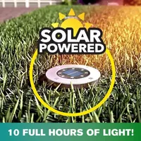 Bell + Howell 8 LED Super Bright Solar Powered Swivel Disk Light with Auto On/Off Lighting and Weatherproof Rust-Free - 8 Pack