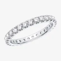 (H-I / Si1-Si2) 2MM 1 CT. T.W. Lab Grown White Diamond 10K White Gold Eternity Wedding Band