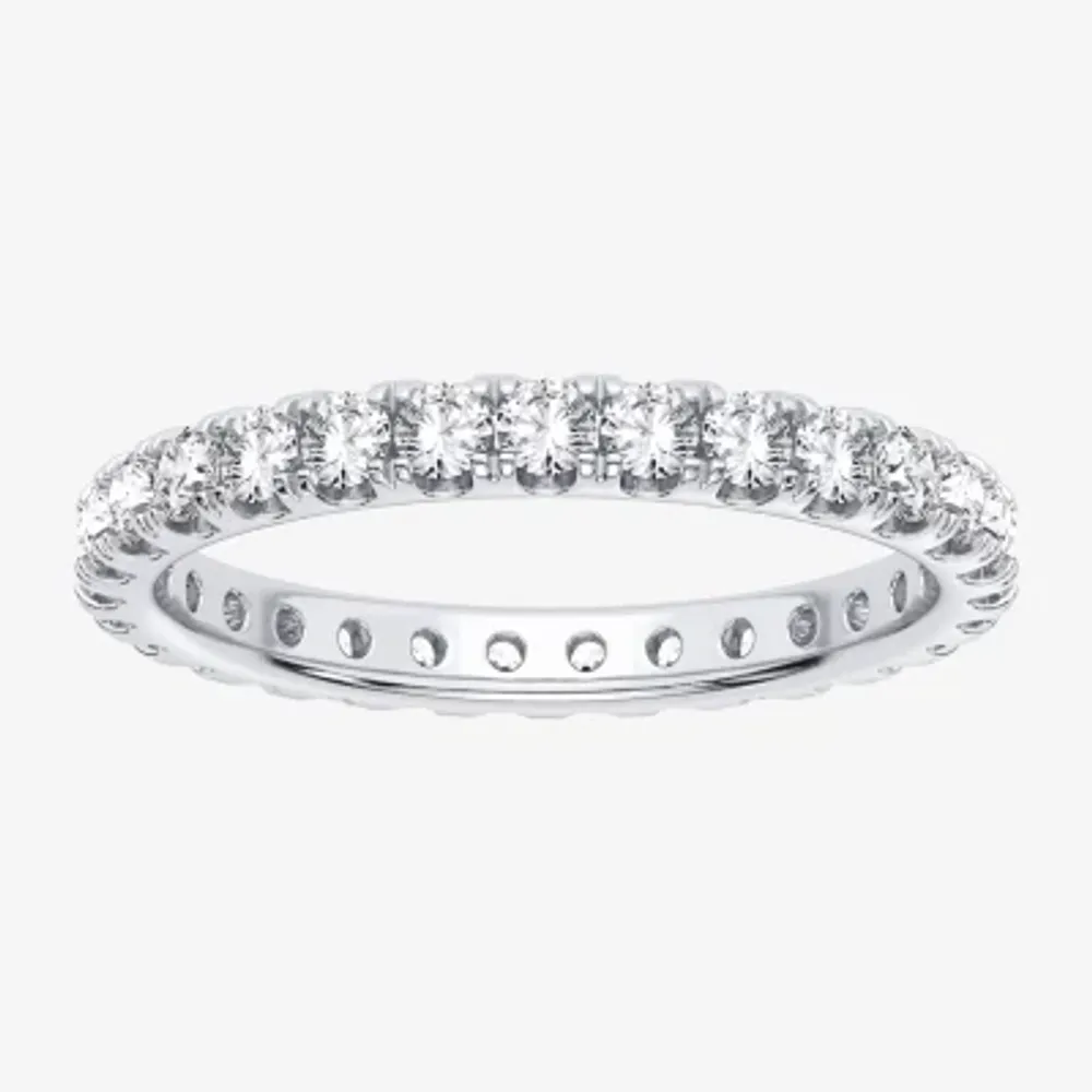 (H-I / Si1-Si2) 2MM 1 CT. T.W. Lab Grown White Diamond 10K White Gold Eternity Wedding Band