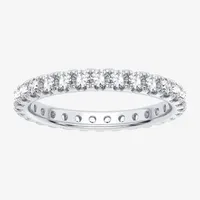 (H-I / Si1-Si2) 2MM 1 CT. T.W. Lab Grown White Diamond 10K White Gold Eternity Wedding Band