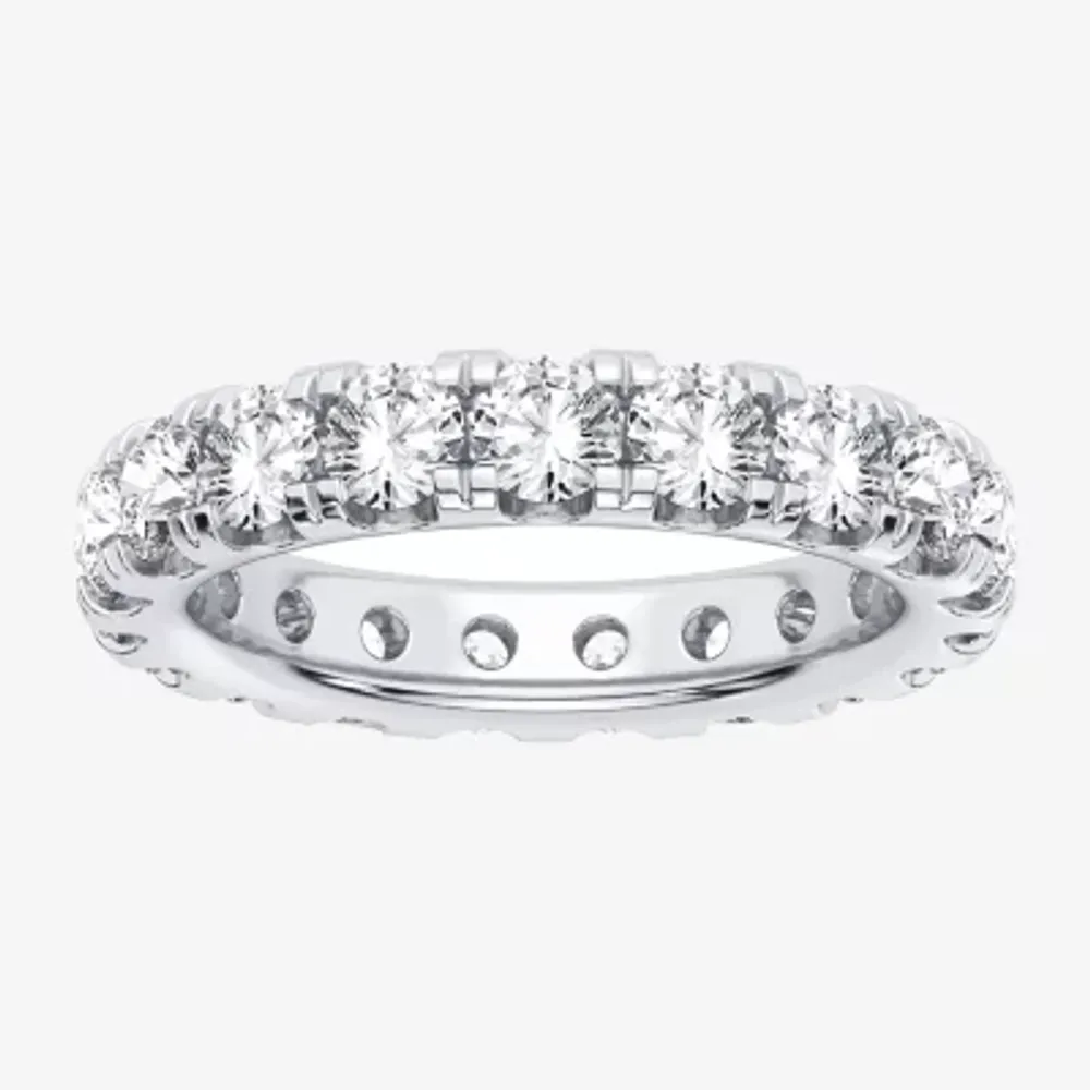 (H-I / Si1-Si2) 3.5MM 3 CT. T.W. Lab Grown White Diamond 10K White Gold Eternity Wedding Band