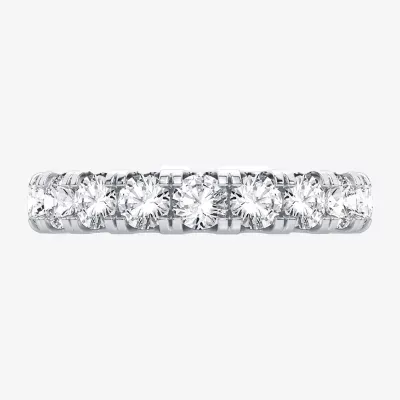 (H-I / Si1-Si2) 3.5MM 3 CT. T.W. Lab Grown White Diamond 10K White Gold Eternity Wedding Band