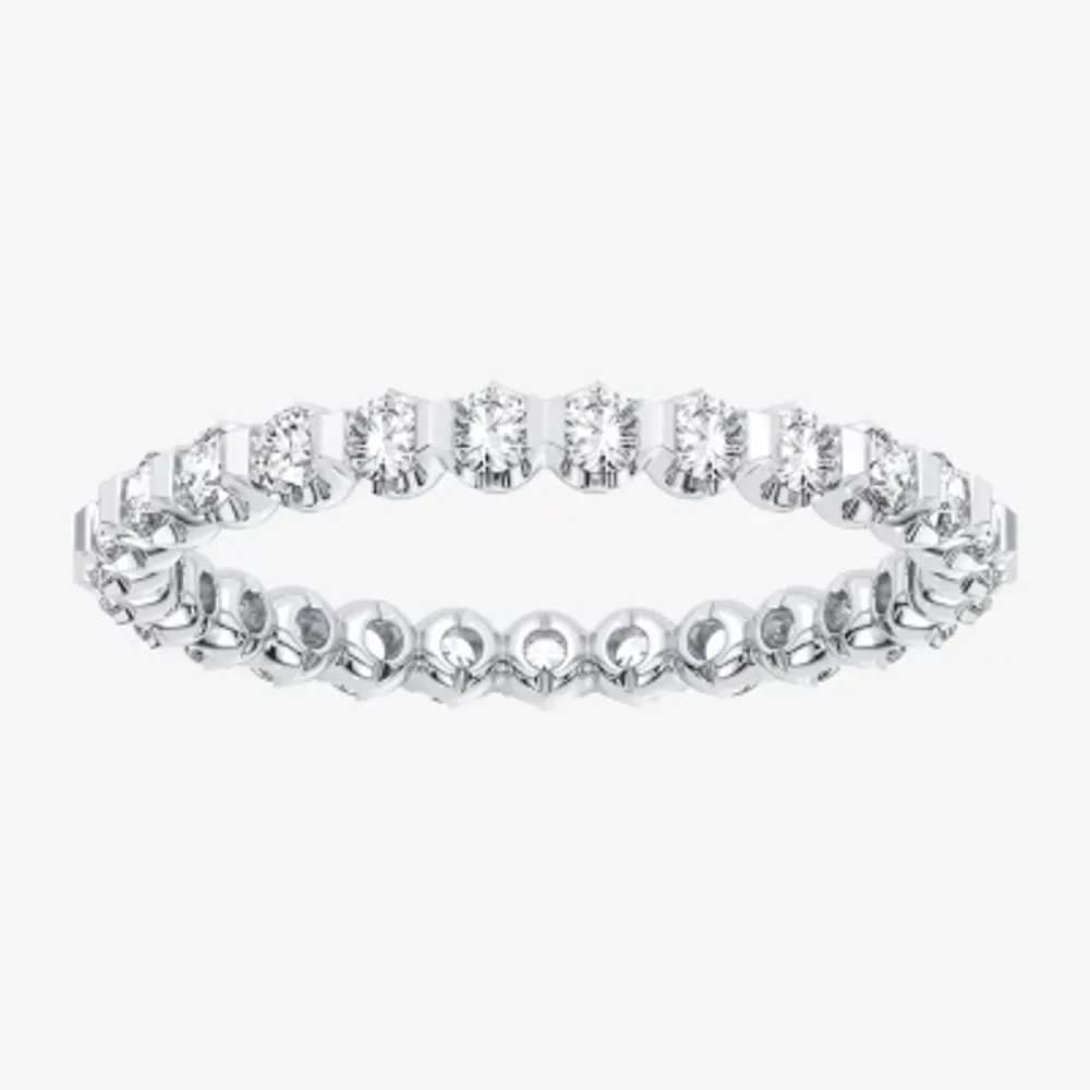 H-I / Si1-Si2) 1 CT. T.W. Lab Grown White Diamond 10K White Gold Eternity Wedding Band