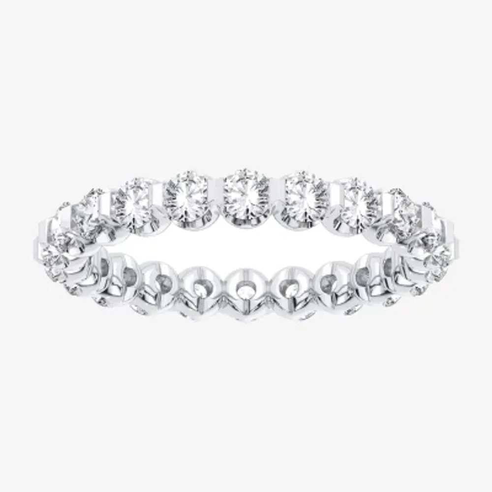 (H-I / Si1-Si2) Womens 2.5MM 2 CT. T.W. Lab Grown White Diamond 10K White Gold Eternity Wedding Band