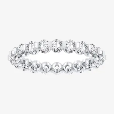 (H-I / Si1-Si2) Womens 2.5MM 2 CT. T.W. Lab Grown White Diamond 10K White Gold Eternity Wedding Band